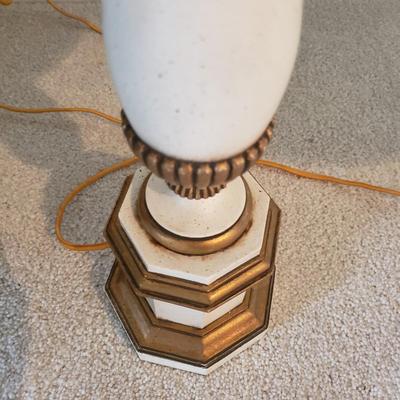 Two Wood Lamps w/ White and Gold Coloring (3GB1-KD)