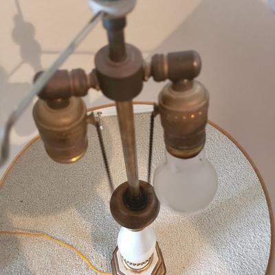 Two Wood Lamps w/ White and Gold Coloring (3GB1-KD)