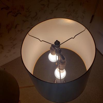 Two Wood Lamps w/ White and Gold Coloring (3GB1-KD)