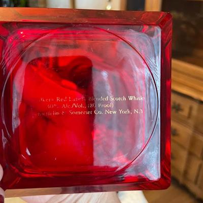 Red label ashtray and smoking tobacco