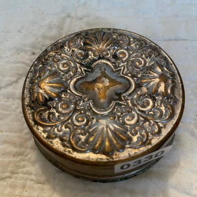 Antique collapsible water cup with ornate lid