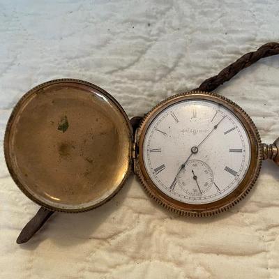 Elgin gold tone mechanical pocket watch