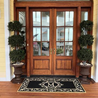 561 Pair of Outdoor Artificial Boxwood 6' Topiary Trees