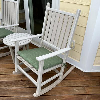 566 Pair of Polywood Rockers & End Table