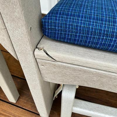 569 Polywood Glider W/ Blue Cushion & Table
