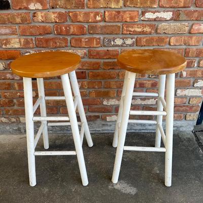 Two Solid Wood Barstools