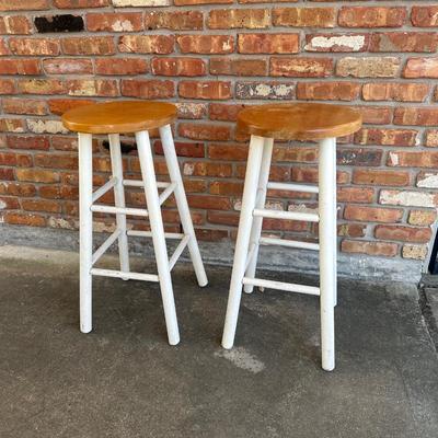 Two Solid Wood Barstools