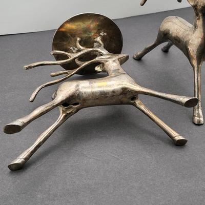 Silver-Brass Deer Candle Holder Pair