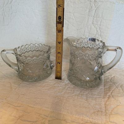 EAPG Dahlia line creamer & open bowl sugar