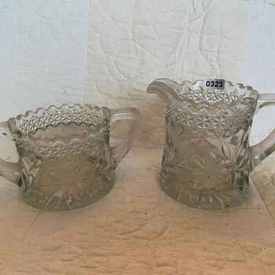 EAPG Dahlia line creamer & open bowl sugar