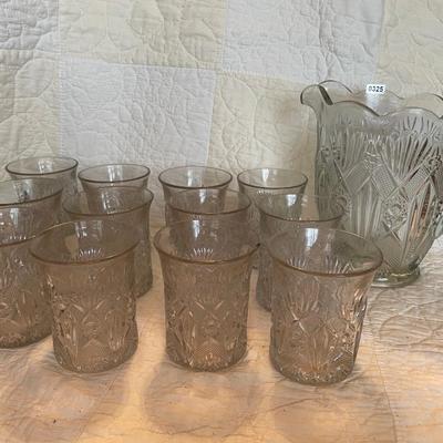 Vintage pitcher & 12 tumblers