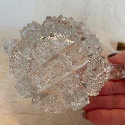 Vtg crystal cut saw tooth rim candy dish