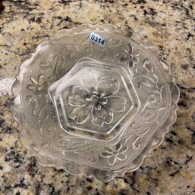 Vintage depression Indiana tiara pattern hexagon plate
