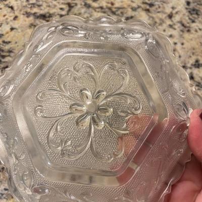 Vintage depression Indiana tiara pattern hexagon plate