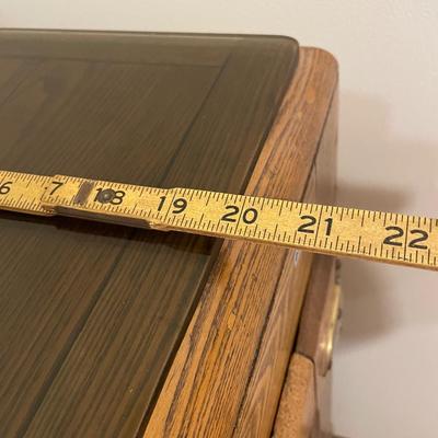Antique ice box-glass piece on top for protection