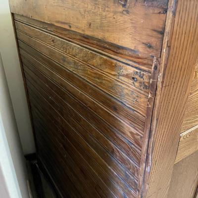 Antique ice box-glass piece on top for protection