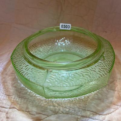 Green glass decorative bowl