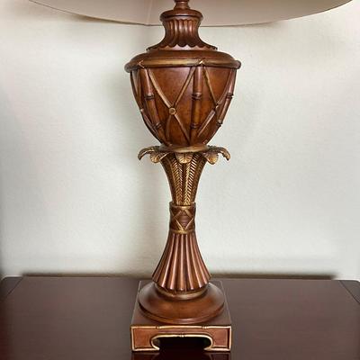 579 Sedgefield by Adams Gold Composite Palm Bamboo Base Table Lamp