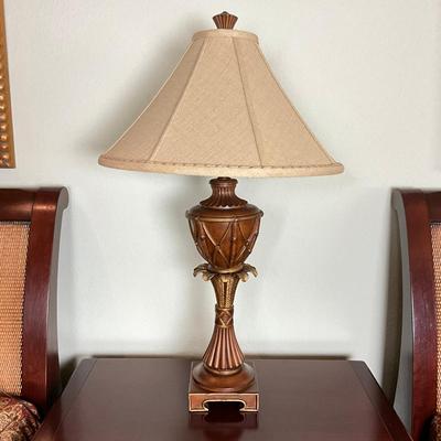 579 Sedgefield by Adams Gold Composite Palm Bamboo Base Table Lamp