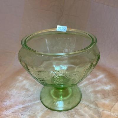 Green Princess depression glass candy jar