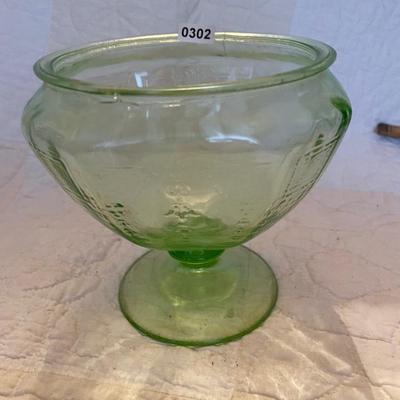 Green Princess depression glass candy jar