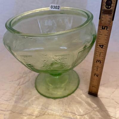 Green Princess depression glass candy jar