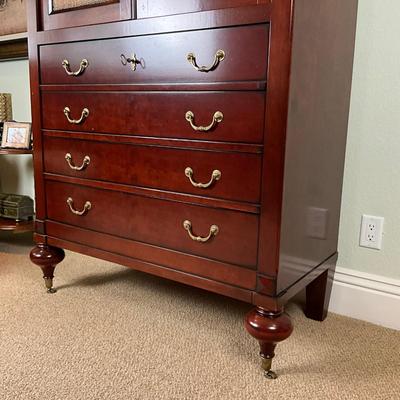 581 GRANGE Cherry and Rattan Armoire