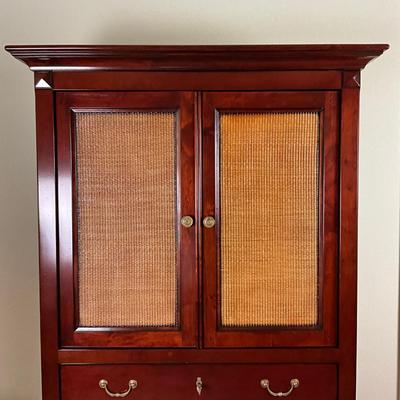 581 GRANGE Cherry and Rattan Armoire