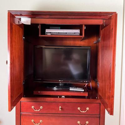581 GRANGE Cherry and Rattan Armoire