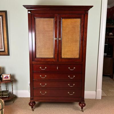581 GRANGE Cherry and Rattan Armoire