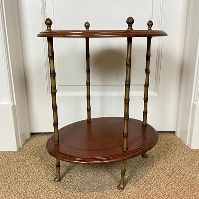 582 Brass Oval Two-Tier Decorative Side Table