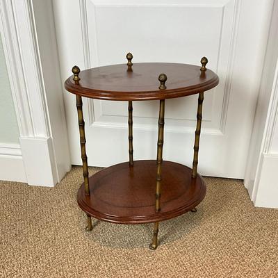 582 Brass Oval Two-Tier Decorative Side Table