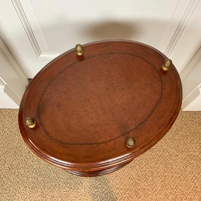 582 Brass Oval Two-Tier Decorative Side Table