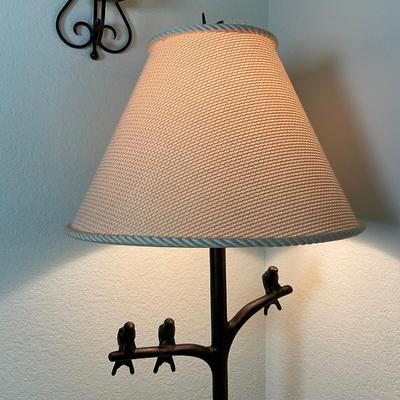 585 Metal Birds On Branch Floor Lamp w/ Leaf Finial