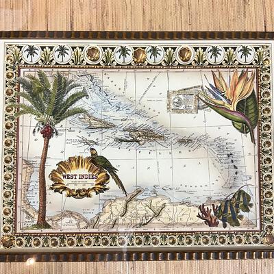 593 West Indies Map Print in Gold Frame