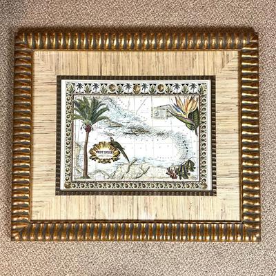 593 West Indies Map Print in Gold Frame