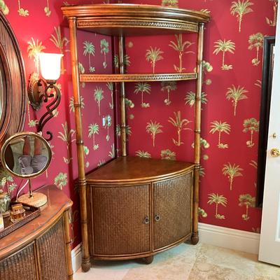 597 Pelican Reef Rattan Corner Cabinet