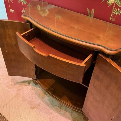 598 Pelican Reef Glass Top Rattan Console Cabinet