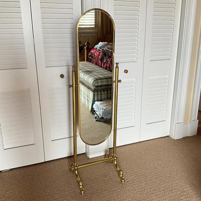 604 Vintage Solid Brass Cheval Dressing Mirror