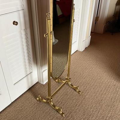 604 Vintage Solid Brass Cheval Dressing Mirror