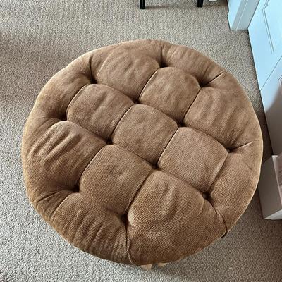 609 Round Kravet Furniture Upholstered Ottoman on Wheels