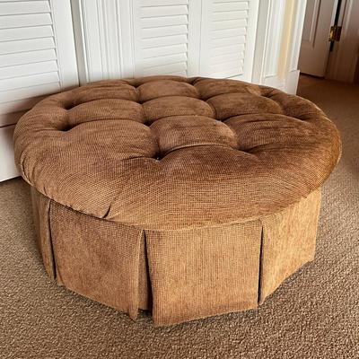 609 Round Kravet Furniture Upholstered Ottoman on Wheels