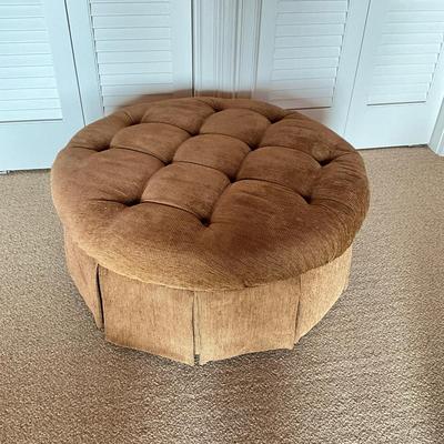 609 Round Kravet Furniture Upholstered Ottoman on Wheels