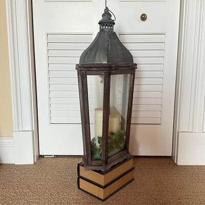 612 Glass Lantern On Faux Book Box