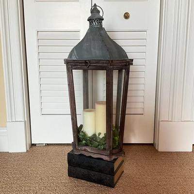 612 Glass Lantern On Faux Book Box