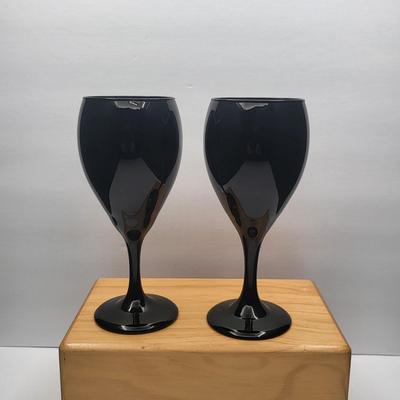 Vintage Onyx Black Libby Wine Glasses (4)