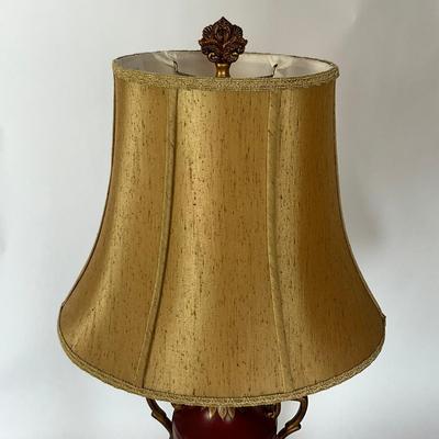 615 Pair of Red/Gold Composite Lamps AS-IS