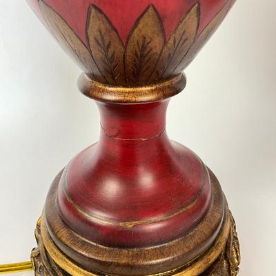 615 Pair of Red/Gold Composite Lamps AS-IS