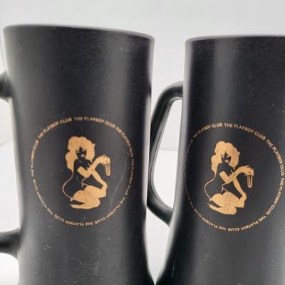 Vintage Collectible Playboy Club Matte Black Mugs
