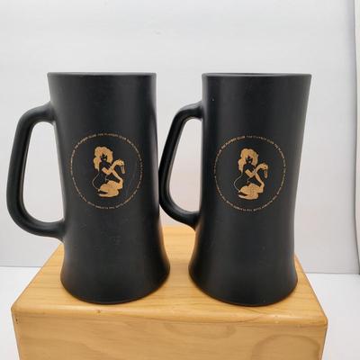 Vintage Collectible Playboy Club Matte Black Mugs